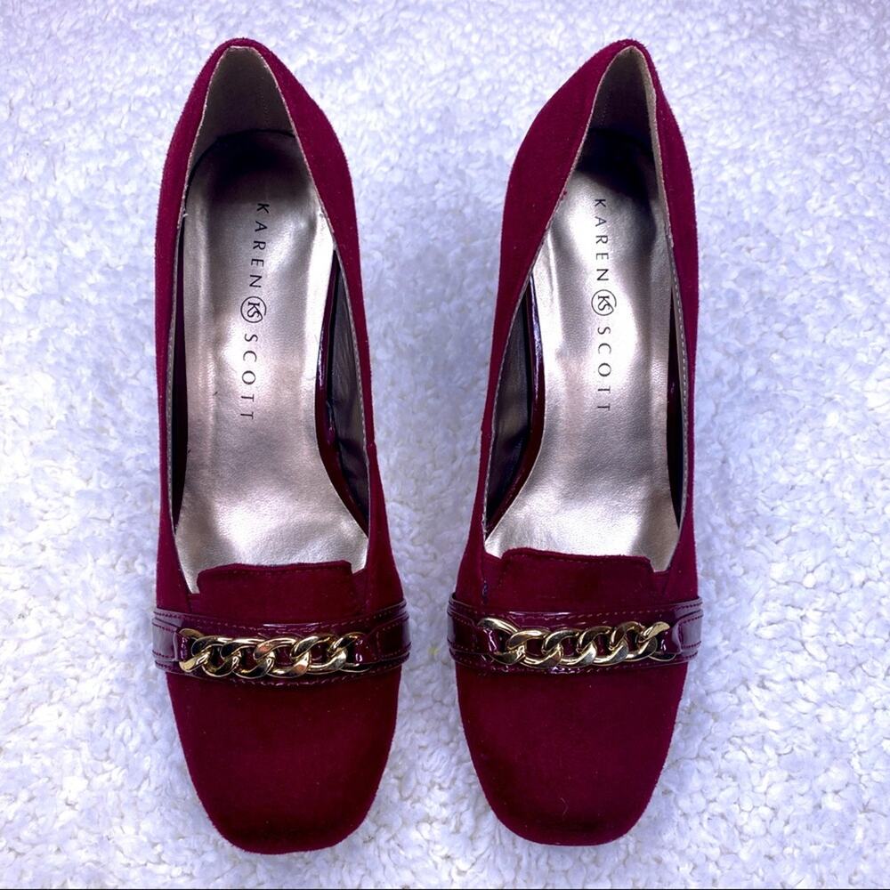 Karen Scott Faux Suede Burgundy Heel Sz 6.5M